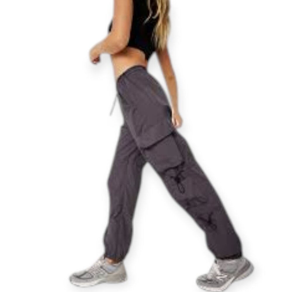 Garage Chloe Grey‎ Nylon XS Relaxed Pocket Stretch Baggy Parachute Pants